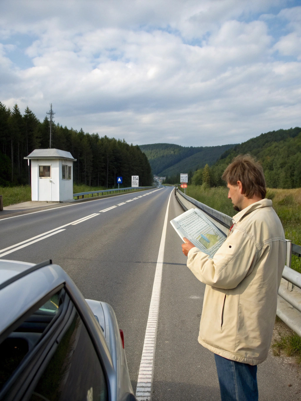 Reisender auf einer europäischen Autobahn